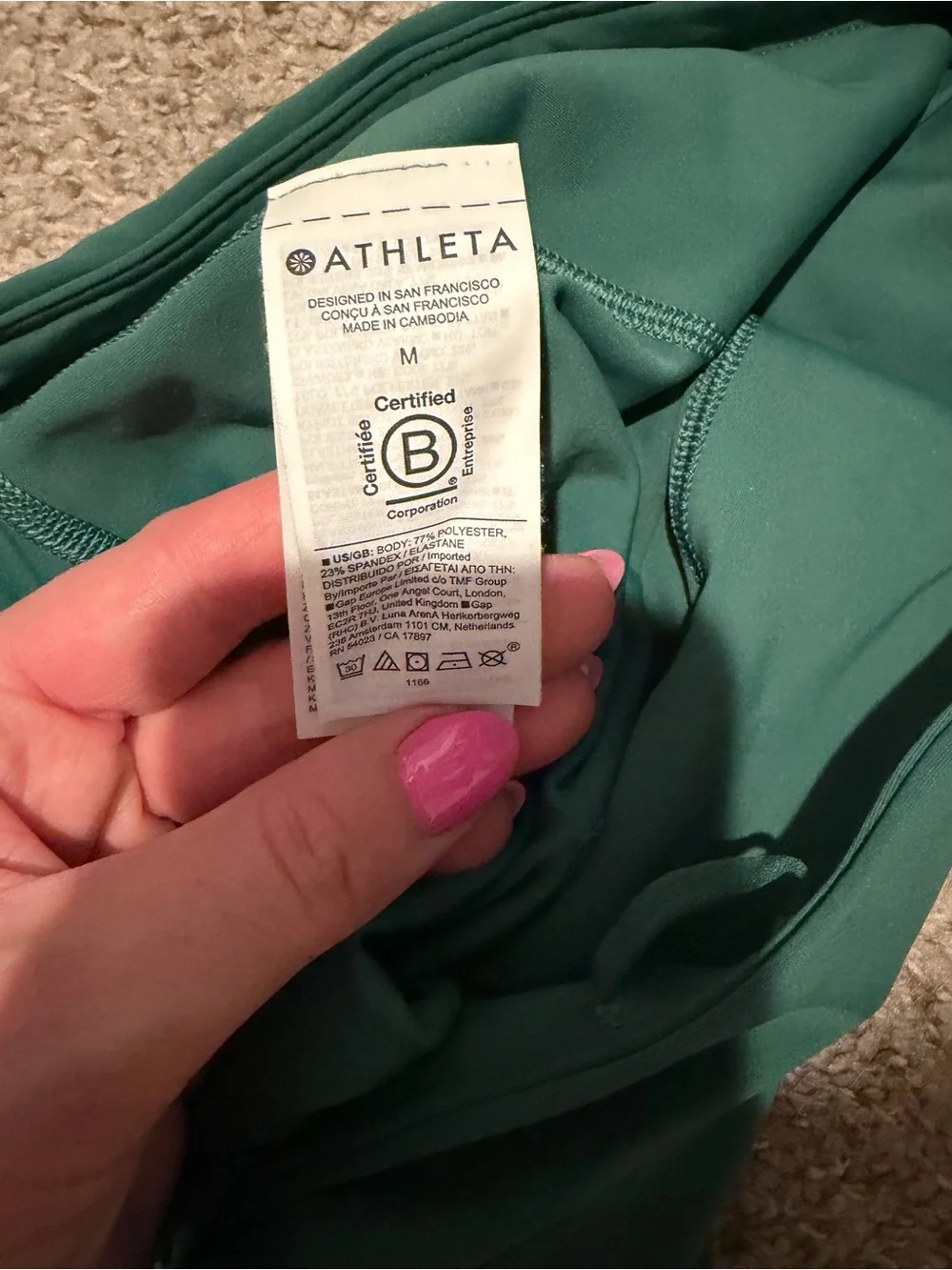 Athleta High-Waist Green Active Leggings 7/8 Length Size Medium